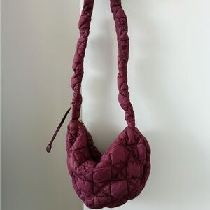 Elegant Burgundy Korean Quilted Shoulder Bag